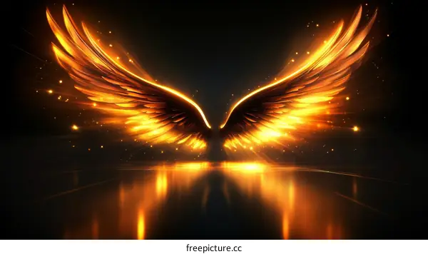 Fiery Angel Wings Illustration