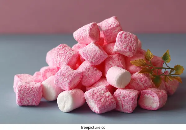 Pile of Pink and White Marshmallows