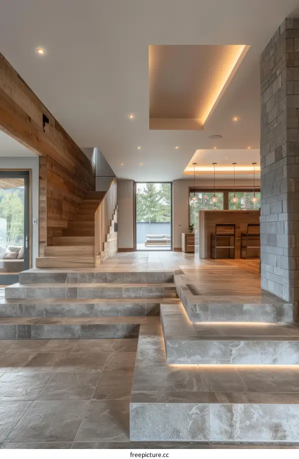Modern Open Concept House Interior Staircase