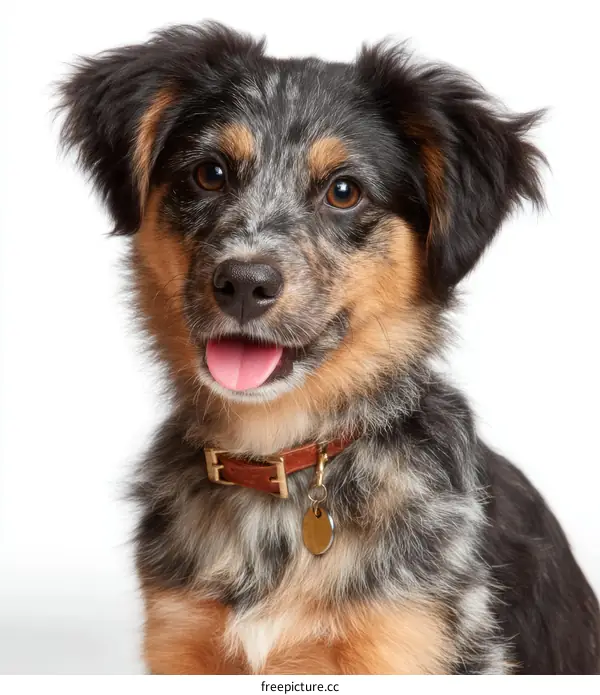 Adorable Puppy Portrait with Brown Leather Collar