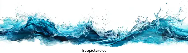 Abstract Blue Water Splash and Waves