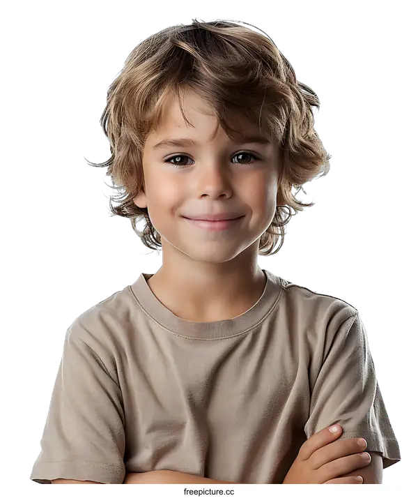 [Transparent Background PNG]Portrait of a Smiling Caucasian Boy with Blonde Hair