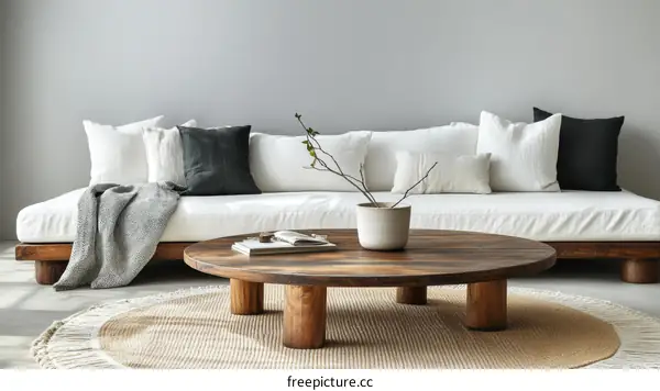 Modern Minimalist Living Room with Wooden Furniture