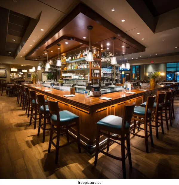Inviting Bar Interior with Comfortable Seating and Stylish Ambiance