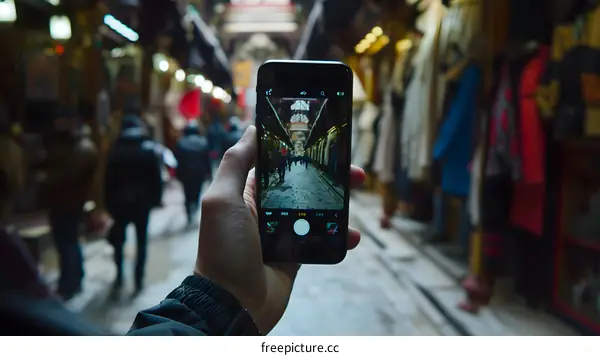 Smartphone Capture of Crowded Street in a City