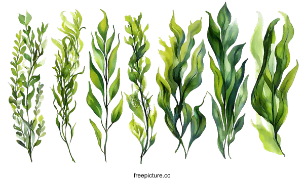 [Transparent Background PNG]Watercolor Illustration of Lush Green Plants