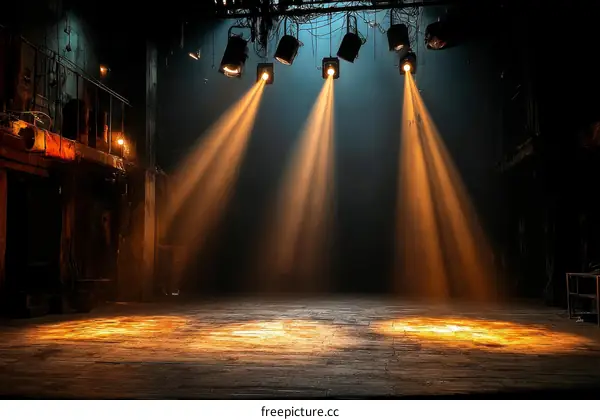 Empty Stage with Spotlight Beams