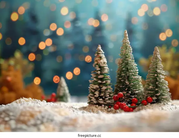 Sparkling Christmas Trees in Winter Wonderland