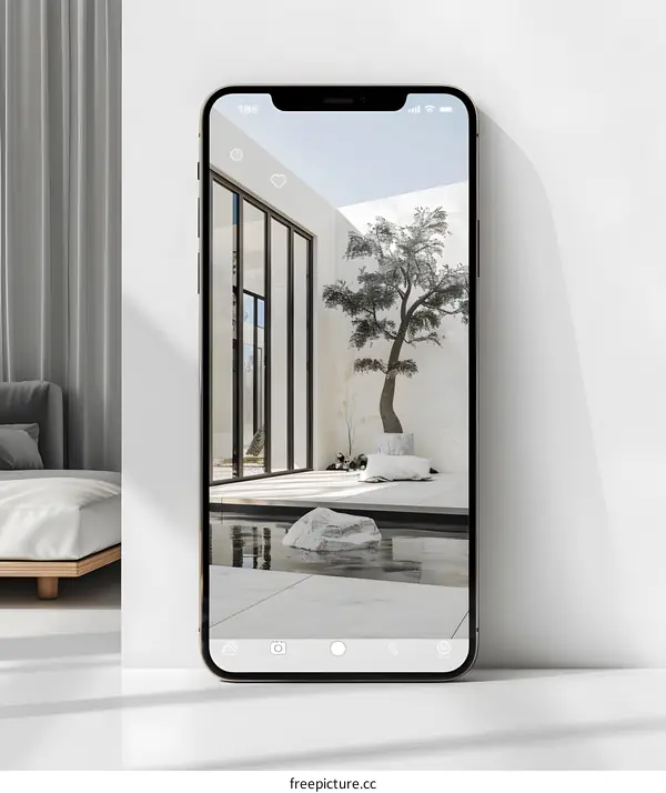 Modern Minimalist Courtyard Design On Smartphone Screen