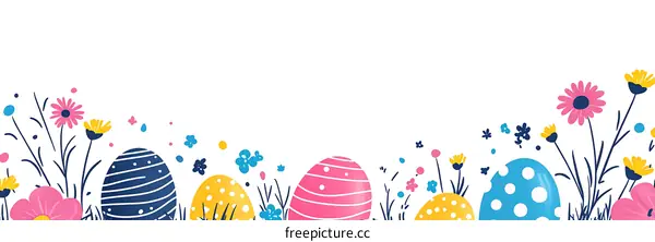 Easter Eggs and Flowers Background Illustration