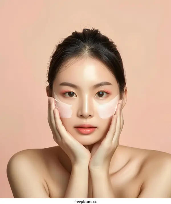 Asian Woman Applying Beauty Cream on Skin