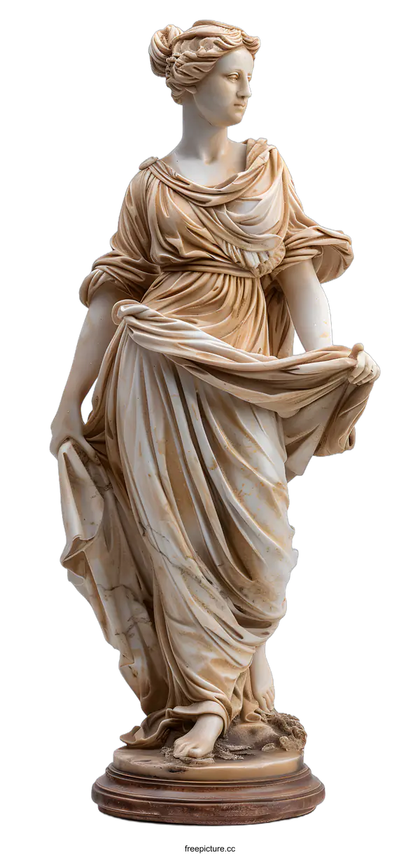 [Transparent Background PNG]Classical Sculpture of a Woman in Flowing Drapery