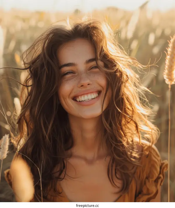 Smiling Woman in a Field