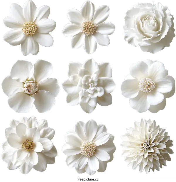 [Transparent Background PNG]Collection of Elegant White Flowers