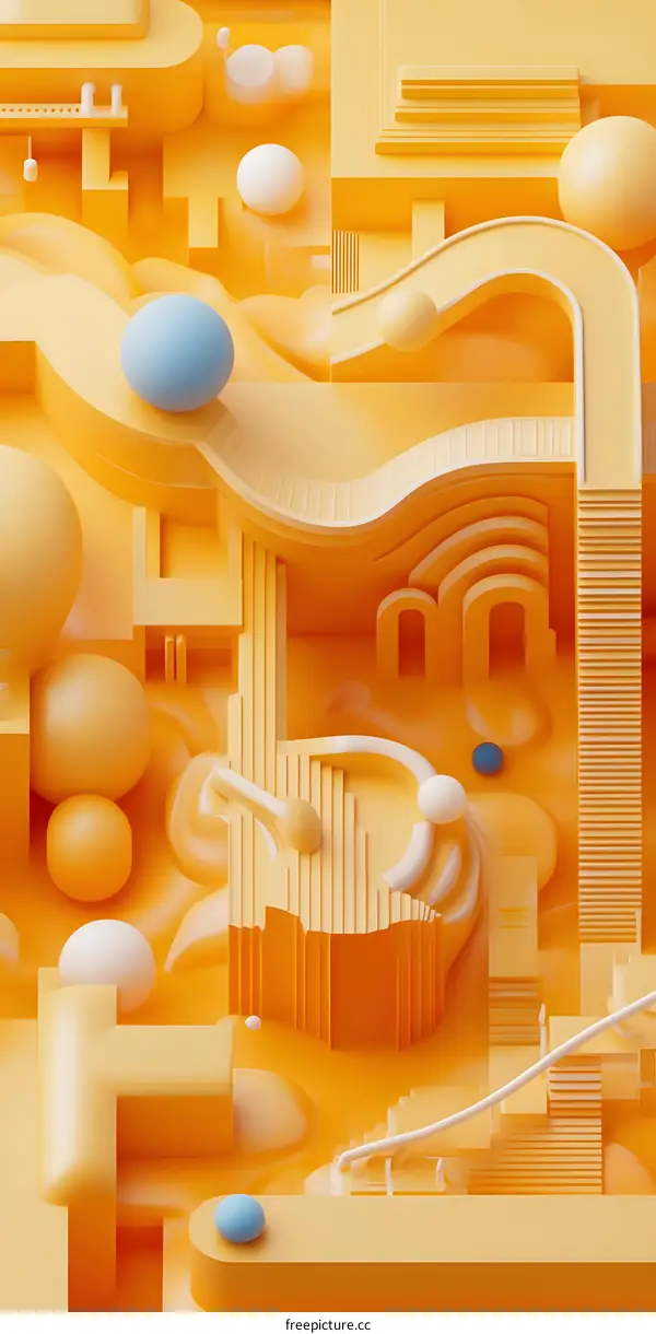 Abstract 3D Yellow and Blue Geometric Shapes Design