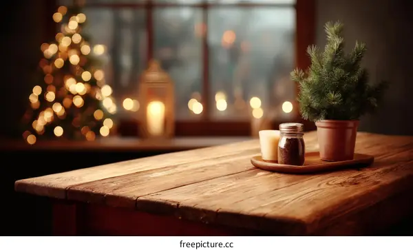 Christmas Tabletop Scene with Festive Decor