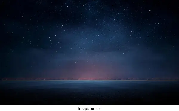 Starry Night Sky Above Empty Asphalt