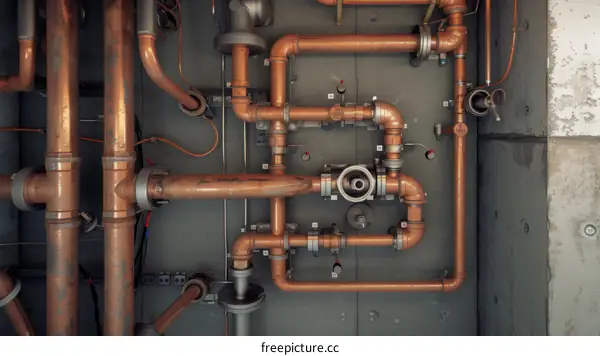 Industrial copper pipes and valves