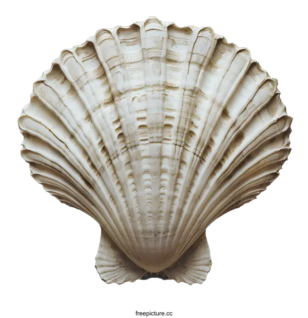 [Transparent Background PNG]White and brown seashell against a beige background
