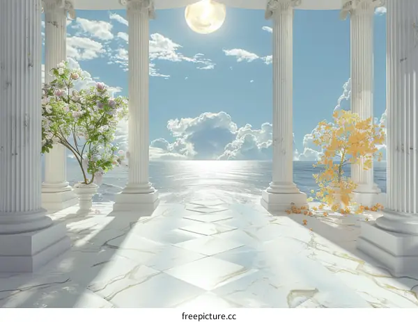 Serene Coastal Grecian Porch