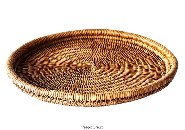 [Transparent Background PNG]Round Woven Rattan Tray for Decorative Use