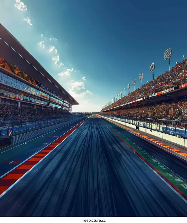 Formula One race track with empty grandstands