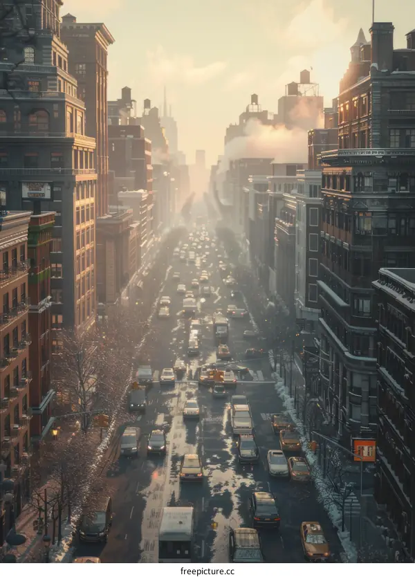 Urban Street Scene in Winter
