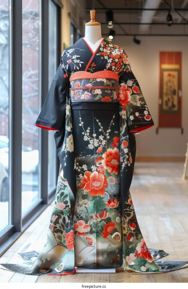 A kimono with a floral pattern
