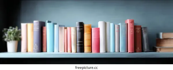 Bookshelf Filled with Colorful Books