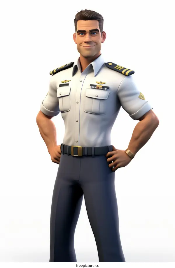 Smiling Pilot in Uniform
