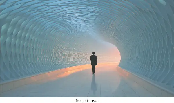 Abstract Architectural Tunnel with a Person