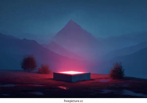 Neon Light Abstract Mountain Landscape