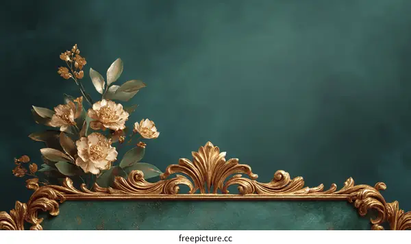 Golden Floral Ornate Frame Background