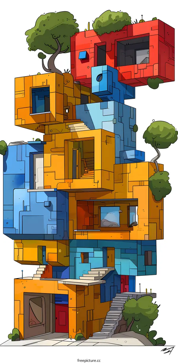 Colorful 3D building illustration