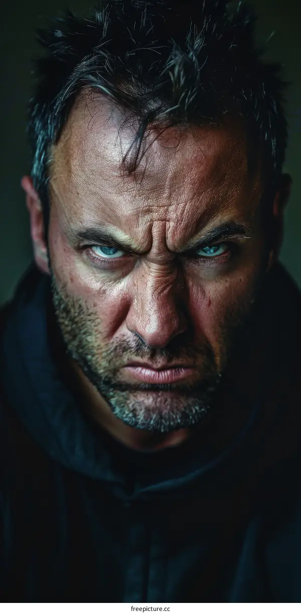 Close-up Angry Male Portrait