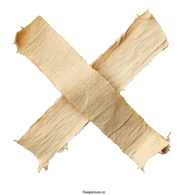 [Transparent Background PNG]Torn Strips of Beige Fabric