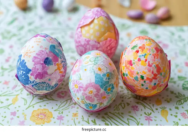 Decorated Easter Eggs with Floral Patterns