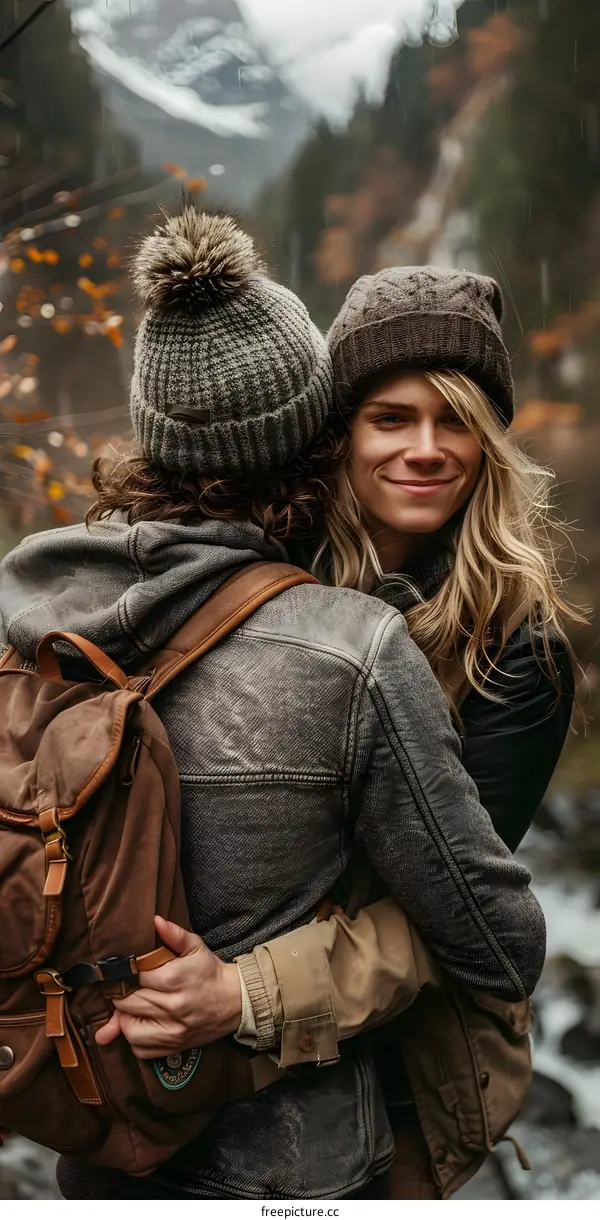 Couple Embracing in the Mountains