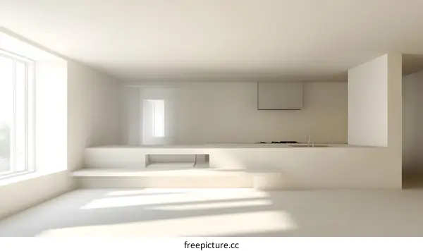 Minimalist Modern Kitchen Interior Design with Sunlight