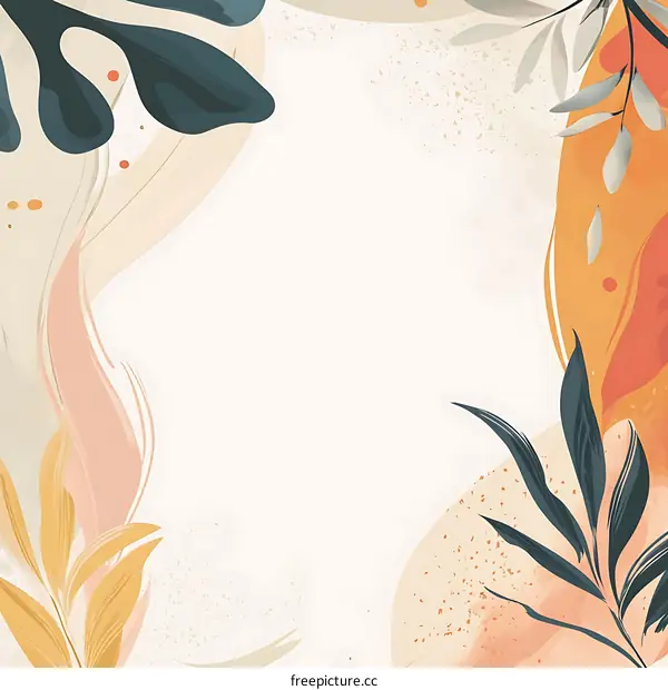 Abstract Floral Frame With White Background