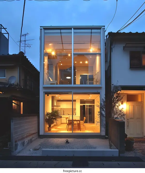 Modern Glass House with Interior View in Japan