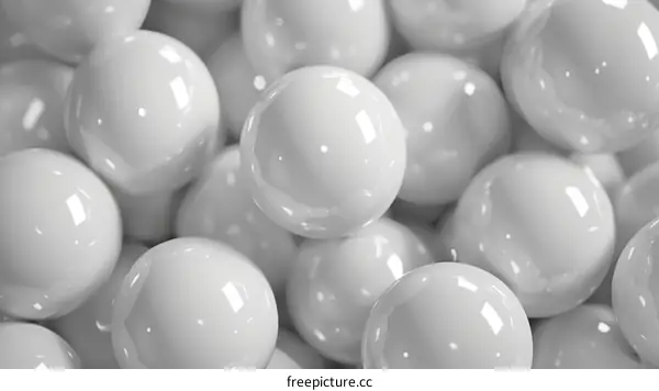 3D rendering of a pile of white spheres