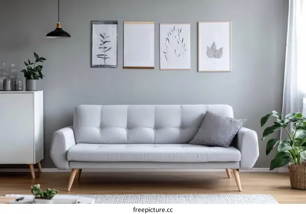 Modern Gray Sofa Living Room Interior Design