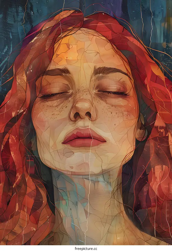 Portrait of a young woman with red hair and freckles