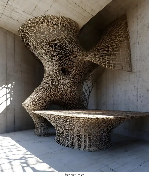 Abstract Woven Structure Design with Concrete Walls