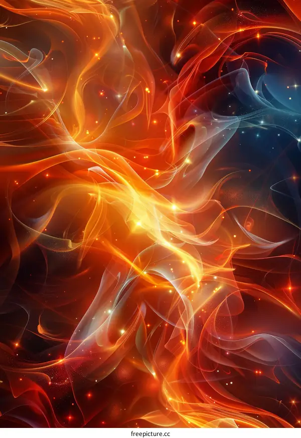 Vivid Abstract Painting of Red Flame Nebula