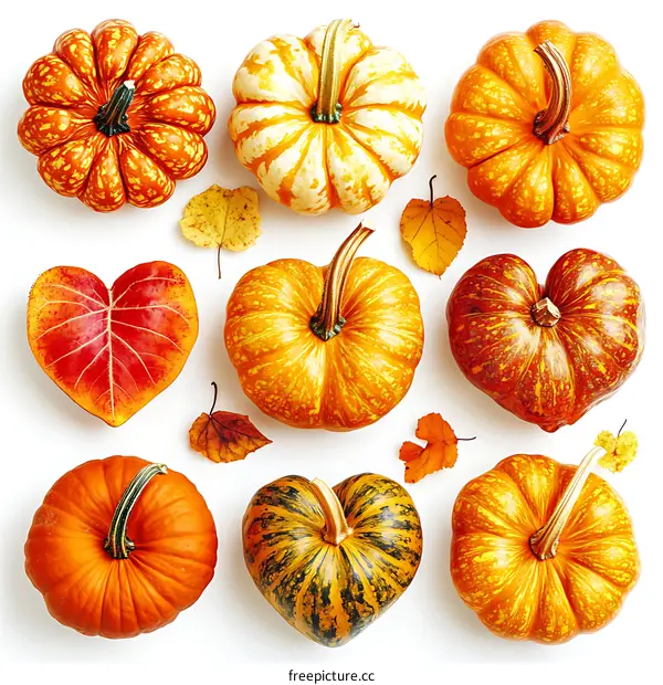 Autumn Pumpkins and Fall Leaves Arrangement