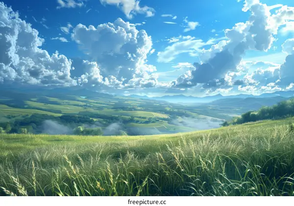 Beautiful Landscape with Clouds and Hills