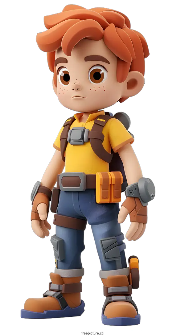 [Transparent Background PNG]3D Cartoon Boy with Backpack