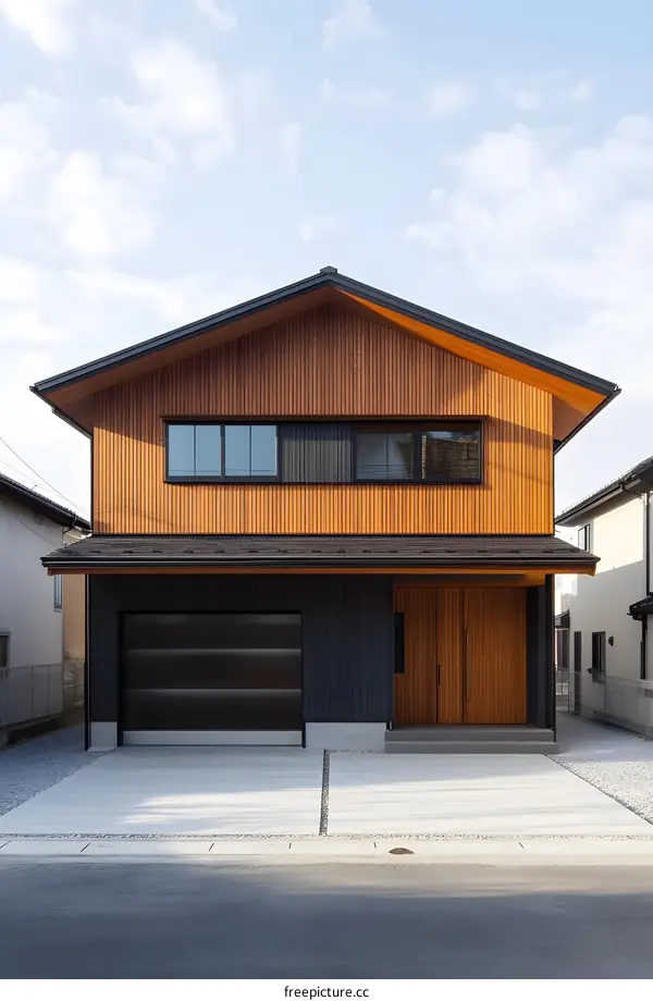 Modern Japanese House With Wooden Facade